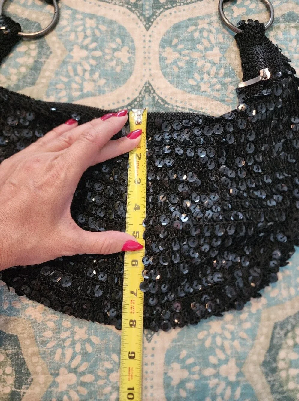Vintage Bisou Bisou Y2K Black Sequin Hobo Shoulder Bag Handbag Grunge Fairy